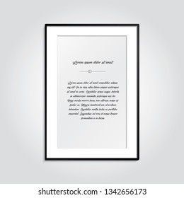 Minimal picture frame design with sample text vector, Vector frame