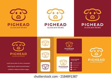 minimal pig design logo template