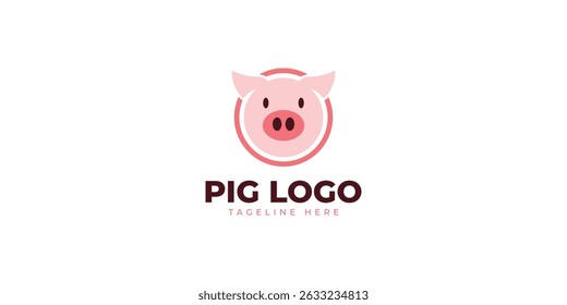 modelo de design de logotipo de cabeça de porco mínima - ilustração vetorial
