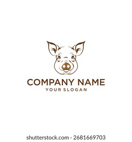 Logotipo de cabeza de cerdo mínima Ilustración vectorial de Plantilla