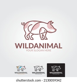 plantilla mínima de logotipo de cerdo - ilustración vectorial