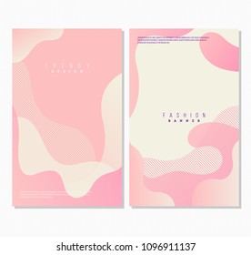 Minimal pink banner design set. trendy fluid style elements and neon gradients. ideal for fashion, poster, web, banner, page, cover, social, media, card, ad, promotion