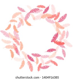 Minimal pink flamingo feathers vector background. Flying feather elements airy vector design. Easy plumelet ethnic indian graphics. Wildlife nature isolated plumage.