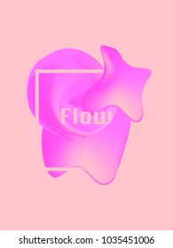 Minimal Pink Gradient Flow Cover. Duo Tone Cover Design. Geometry Halftone Banner. Minimalist Hipster. Trendy Geometric Journal. Bright Modern Vector Poster. Fluid Shape Template. Rose Gold Color.