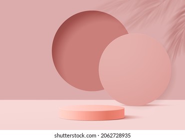 Minimal pink podium and scene with 3d render vector in abstract abackground composition, 3d illustration mock up scene geometry shape platform forms for product display. stage for product in modern.