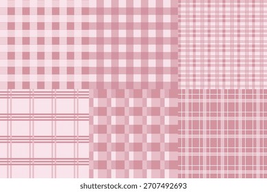Minimal Pink Tartan Seamless Pattern Set