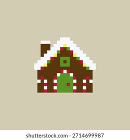 Minimal Pixel Art Navidades de casa de jengibre Icon Ilustración vectorial