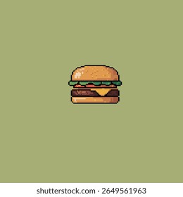 Estilo de píxel de hamburguesa de queso de píxel mínimo