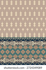 Padrão de tecido de borda de pixel folk mínimo