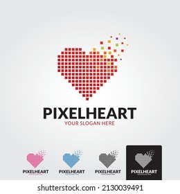 plantilla de logotipo de amor de píxel mínimo - ilustración vectorial
