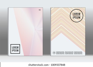 Minimal placard. Vector geometric cover. Hipster trendy report template. Set of futuristic line gradient graphic design flyers. Fashion minimal layouts. Striped placards. Retro banner design set.