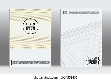 Minimal placard. Vector geometric cover. Hipster trendy report template. Set of futuristic line gradient graphic design flyers. Fashion minimal layouts. Striped placards. Retro banner design set.