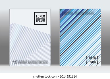 Minimal placard. Vector geometric cover. Hipster trendy report template. Set of futuristic line gradient graphic design flyers. Fashion minimal layouts. Striped placards. Retro banner design set.