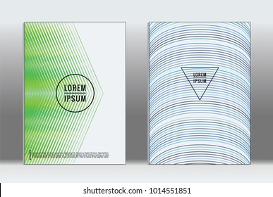 Minimal placard. Vector geometric cover. Hipster trendy report template. Set of futuristic line gradient graphic design flyers. Fashion minimal layouts. Striped placards. Retro banner design set.