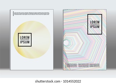 Minimal placard. Vector geometric cover. Hipster trendy report template. Set of futuristic line gradient graphic design flyers. Fashion minimal layouts. Striped placards. Retro banner design set.