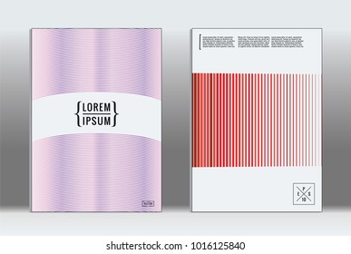 Minimal placard. Vector geometric cover. Hipster trendy report template. Set of futuristic line gradient graphic design flyers. Fashion minimal layouts. Striped placards. Retro banner design set.