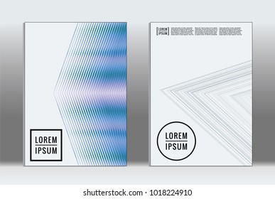 Minimal placard. Vector geometric cover. Hipster trendy report template. Set of futuristic line gradient graphic design flyers. Fashion minimal layouts. Striped placards. Retro banner design set.