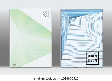 Minimal placard. Vector geometric cover. Hipster trendy report template. Set of futuristic line gradient graphic design flyers. Fashion minimal layouts. Striped placards. Retro banner design set.