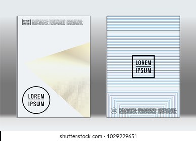 Minimal placard. Vector geometric cover. Hipster trendy report template. Set of futuristic line gradient graphic design flyers. Fashion minimal layouts. Striped placards. Retro banner design set.