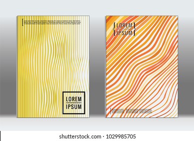 Minimal placard. Vector geometric cover. Hipster trendy report template. Set of futuristic line gradient graphic design flyers. Fashion minimal layouts. Striped placards. Retro banner design set.