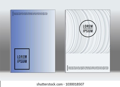 Minimal placard. Vector geometric cover. Hipster trendy report template. Set of futuristic line gradient graphic design flyers. Fashion minimal layouts. Striped placards. Retro banner design set.