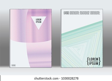 Minimal placard. Vector geometric cover. Hipster trendy report template. Set of futuristic line gradient graphic design flyers. Fashion minimal layouts. Striped placards. Retro banner design set.