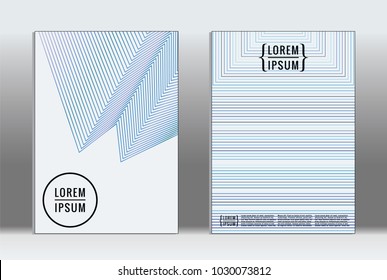 Minimal placard. Vector geometric cover. Hipster trendy report template. Set of futuristic line gradient graphic design flyers. Fashion minimal layouts. Striped placards. Retro banner design set.