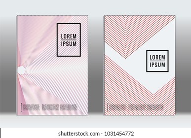 Minimal placard. Vector geometric cover. Hipster trendy report template. Set of futuristic line gradient graphic design flyers. Fashion minimal layouts. Striped placards. Retro banner design set.