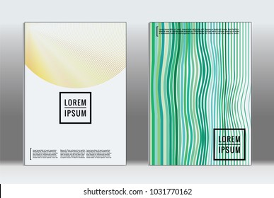 Minimal placard. Vector geometric cover. Hipster trendy report template. Set of futuristic line gradient graphic design flyers. Fashion minimal layouts. Striped placards. Retro banner design set.