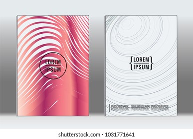 Minimal placard. Vector geometric cover. Hipster trendy report template. Set of futuristic line gradient graphic design flyers. Fashion minimal layouts. Striped placards. Retro banner design set.