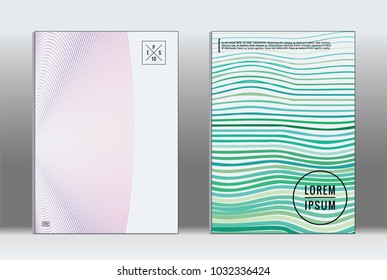 Minimal placard. Vector geometric cover. Hipster trendy report template. Set of futuristic line gradient graphic design flyers. Fashion minimal layouts. Striped placards. Retro banner design set.