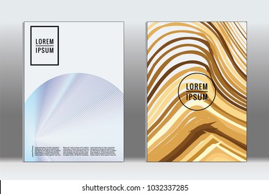 Minimal placard. Vector geometric cover. Hipster trendy report template. Set of futuristic line gradient graphic design flyers. Fashion minimal layouts. Striped placards. Retro banner design set.