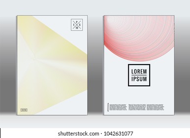 Minimal placard. Vector geometric cover. Hipster trendy report template. Set of futuristic line gradient graphic design flyers. Fashion minimal layouts. Striped placards. Retro banner design set.