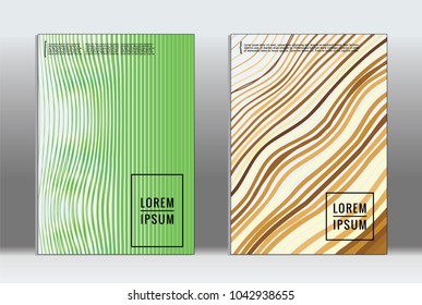 Minimal placard. Vector geometric cover. Hipster trendy report template. Set of futuristic line gradient graphic design flyers. Fashion minimal layouts. Striped placards. Retro banner design set.