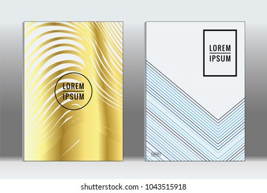 Minimal placard. Vector geometric cover. Hipster trendy report template. Set of futuristic line gradient graphic design flyers. Fashion minimal layouts. Striped placards. Retro banner design set.