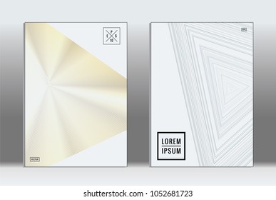 Minimal placard. Vector geometric cover. Hipster trendy report template. Set of futuristic line gradient graphic design flyers. Fashion minimal layouts. Striped placards. Retro banner design set.