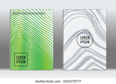 Minimal placard. Vector geometric cover. Hipster trendy report template. Set of futuristic line gradient graphic design flyers. Fashion minimal layouts. Striped placards. Retro banner design set.