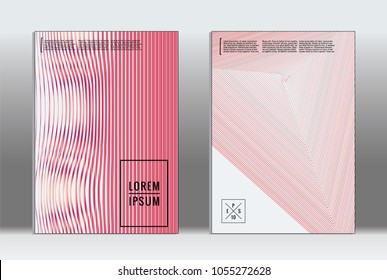 Minimal placard. Vector geometric cover. Hipster trendy report template. Set of futuristic line gradient graphic design flyers. Fashion minimal layouts. Striped placards. Retro banner design set.
