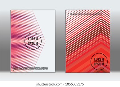 Minimal placard. Vector geometric cover. Hipster trendy report template. Set of futuristic line gradient graphic design flyers. Fashion minimal layouts. Striped placards. Retro banner design set.