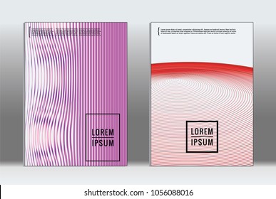 Minimal placard. Vector geometric cover. Hipster trendy report template. Set of futuristic line gradient graphic design flyers. Fashion minimal layouts. Striped placards. Retro banner design set.