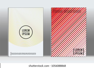 Minimal placard. Vector geometric cover. Hipster trendy report template. Set of futuristic line gradient graphic design flyers. Fashion minimal layouts. Striped placards. Retro banner design set.