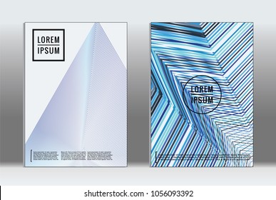 Minimal placard. Vector geometric cover. Hipster trendy report template. Set of futuristic line gradient graphic design flyers. Fashion minimal layouts. Striped placards. Retro banner design set.