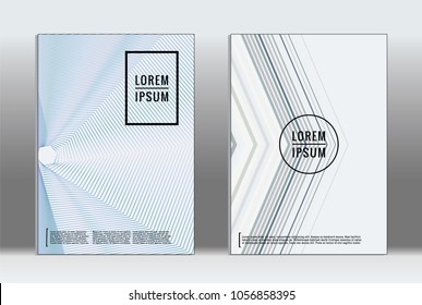 Minimal placard. Vector geometric cover. Hipster trendy report template. Set of futuristic line gradient graphic design flyers. Fashion minimal layouts. Striped placards. Retro banner design set.