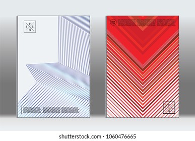 Minimal placard. Vector geometric cover. Hipster trendy report template. Set of futuristic line gradient graphic design flyers. Fashion minimal layouts. Striped placards. Retro banner design set.