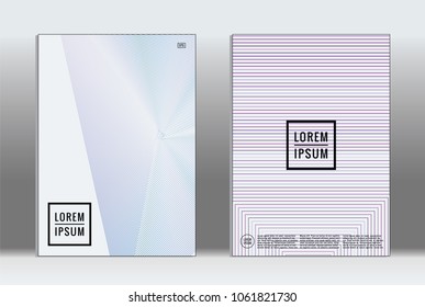 Minimal placard. Vector geometric cover. Hipster trendy report template. Set of futuristic line gradient graphic design flyers. Fashion minimal layouts. Striped placards. Retro banner design set.