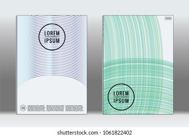 Minimal placard. Vector geometric cover. Hipster trendy report template. Set of futuristic line gradient graphic design flyers. Fashion minimal layouts. Striped placards. Retro banner design set.