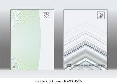 Minimal placard. Vector geometric cover. Hipster trendy report template. Set of futuristic line gradient graphic design flyers. Fashion minimal layouts. Striped placards. Retro banner design set.