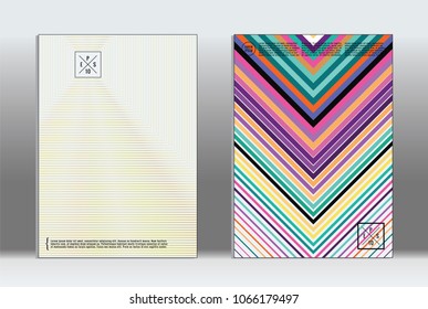 Minimal placard. Vector geometric cover. Hipster trendy report template. Set of futuristic line gradient graphic design flyers. Fashion minimal layouts. Striped placards. Retro banner design set.