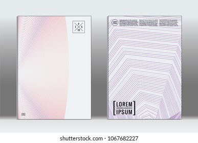 Minimal placard. Vector geometric cover. Hipster trendy report template. Set of futuristic line gradient graphic design flyers. Fashion minimal layouts. Striped placards. Retro banner design set.