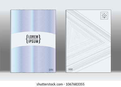 Minimal placard. Vector geometric cover. Hipster trendy report template. Set of futuristic line gradient graphic design flyers. Fashion minimal layouts. Striped placards. Retro banner design set.